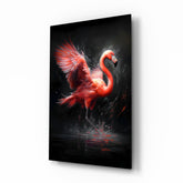 Flamingo Glass Wall Art || Designer Collection.